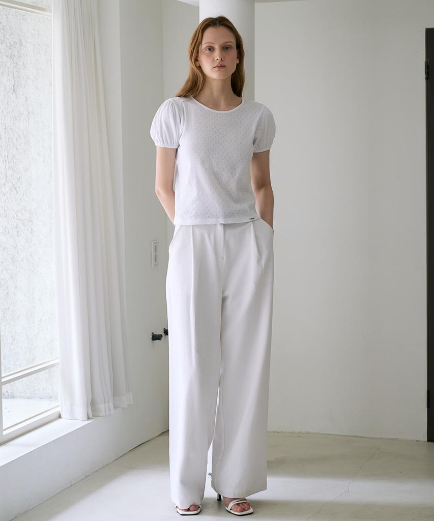 DEHEVE Label Point Puff T-Shirt [White]