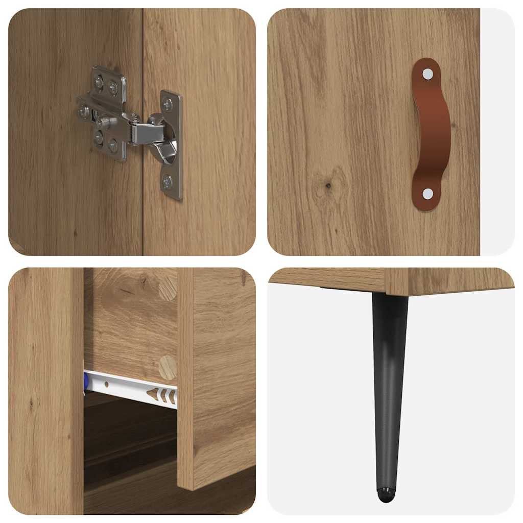Highboard Cabinet with Shelf 2 pcs Artisan Oak Wood Material