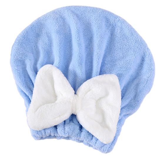 Dry Hair Cap, Bow Decor Soft Thickened Fabric Hair Towel, Ultra Absorbent Hair Wrap for Women Bathing Skin Care
