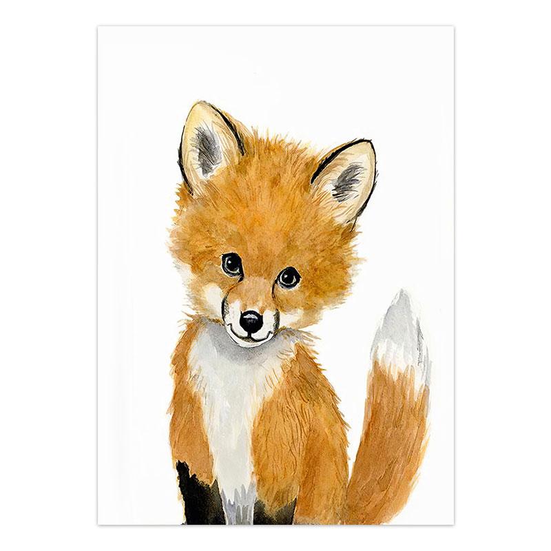 

Слон, жираф, белка, лиса, украшение для детской комнаты, животное, холст, живопись, постеры и принты, современный мультяшный лев, енот 21x30cm No Frame