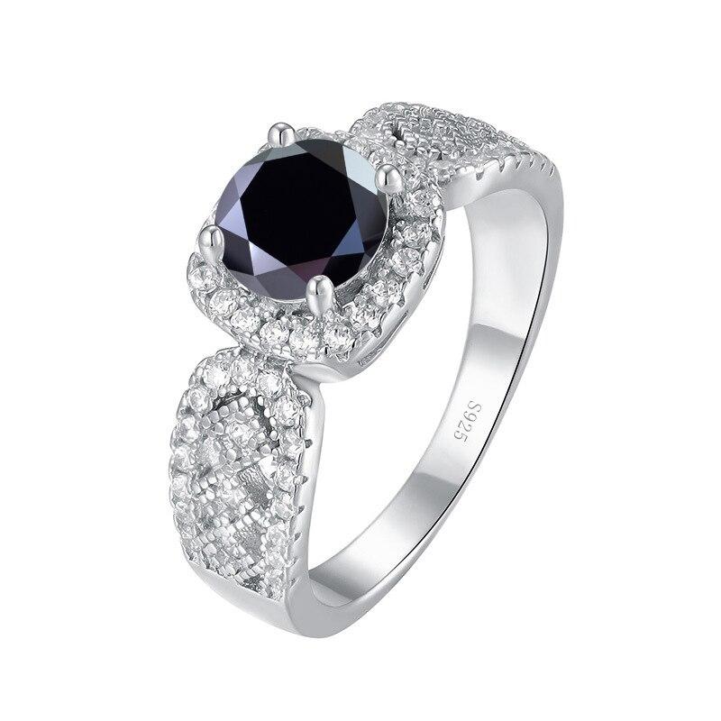 Bague Ringen Luxury Moissanite Ring With Gra Certificate  Original 925 Sterling Silver Rings 1ct Black Moissanite Stone  Wedding Party Gift