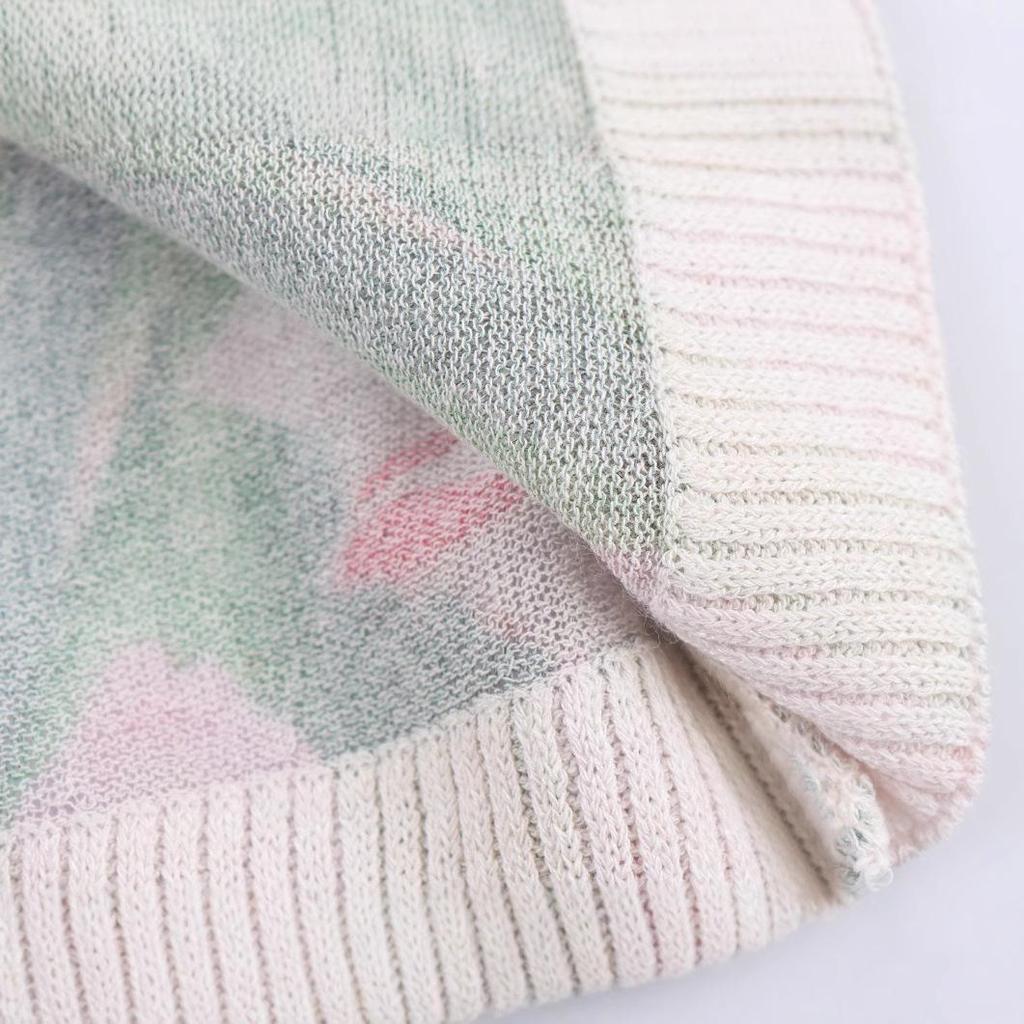 2025 Spring Women's European & American Style Floral Knit Top