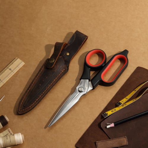 LIVINGO Damascus Scissors - Premium Heavy-Duty Steel, Sharp Blades, Ideal for Cutting Fabric, Cardboard, and Metal Wire, Retro Industrial Design, with