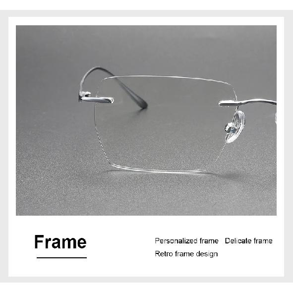 Men Ultralight Pure Titanium Frameless Eyeglasses Women Blue Light Blocking Business Glasses Prescription Myopia Reading Eyewear