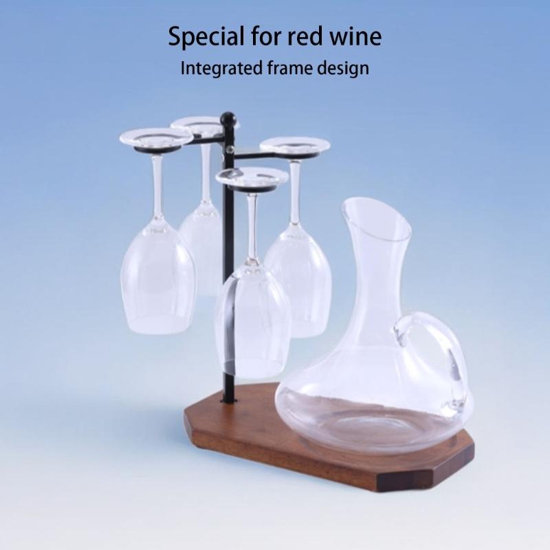 Wine Glass Storage Solution Wine Glass Rack With Decanter Tray Desktop Goblet Drying Rack for Home Kitchen Restaurant