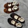 New Bow Pleated Flat Ballet Shoes Women's Soft Leather Flat One Strap Mary Jane Single Shoes