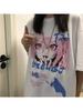 Wounisex T-Shirts Summer Anime Print Steampunk Short Sleeve Female T-Shirt Oversized Gothic Harajuku Clothing Kawaii Y2k Tops