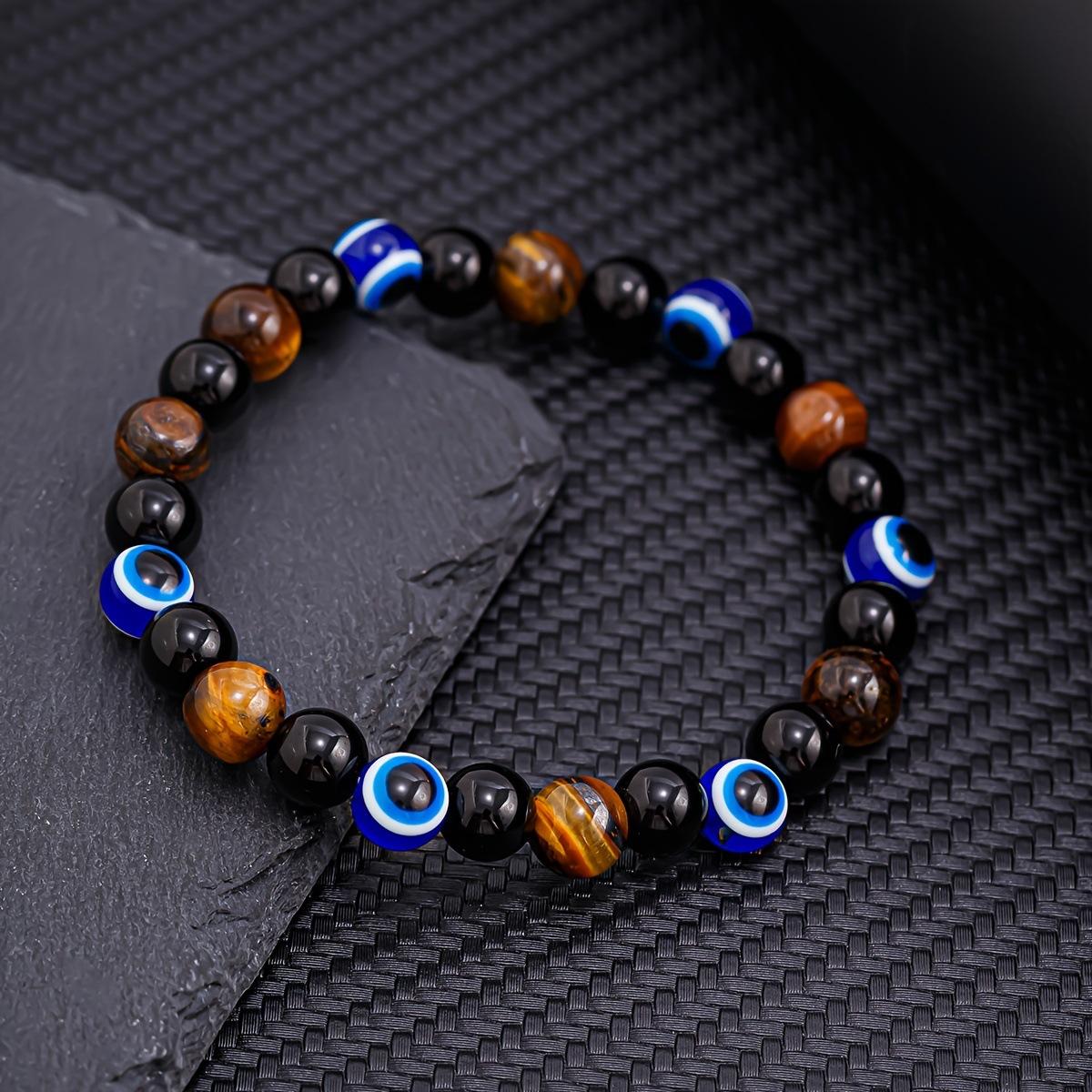 JYL TS Bracelet Men Eye Evil Eye Charm Enhances Courage & Protection T2 темный терракота