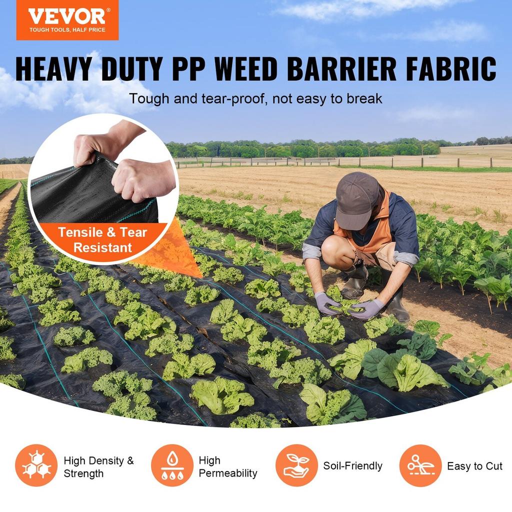 Weed Barrier Landscape Fabric, 6.5*330FT Heavy Duty Garden Weed Fabric, Woven PP Weed Control Fabric, Driveway Fabric, Geotextile Fabric for