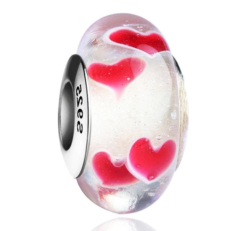 Brand New Authentic Original Copper Metal Flower and Leaf Cosmic Rainbow Charm Bead Component Murano Glass Bead Components Designed For Bracelet High