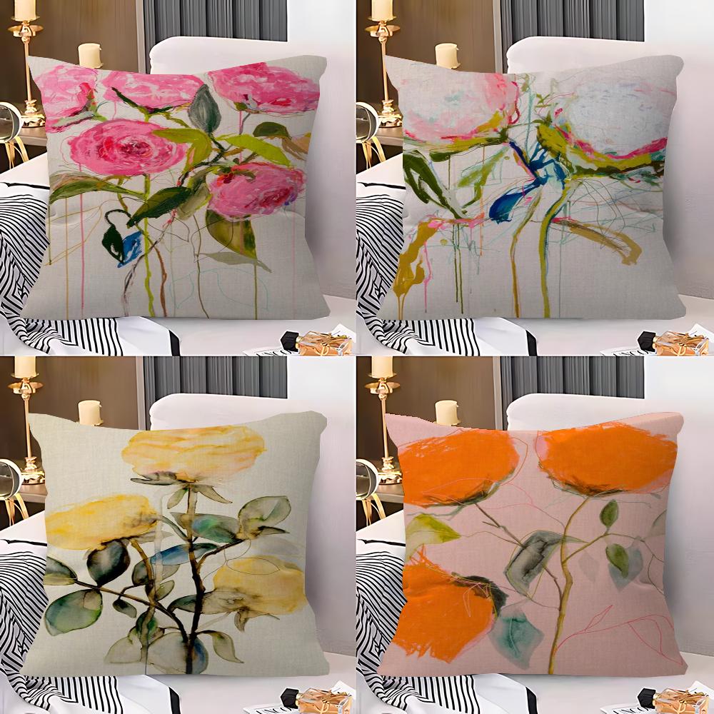 Botanical Oil Painting Art Cushion Cover Pillowcase Upholstery Sofa Throw Pillow Home Decor Pillowcas