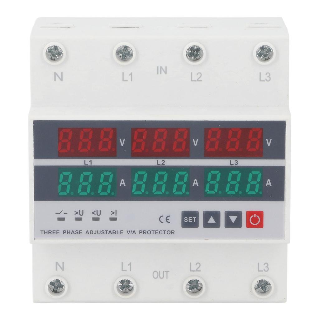 Over Under Voltage Protector 3 Phase DIN Rail Automatic Over Current Protector AC120?300V 63A