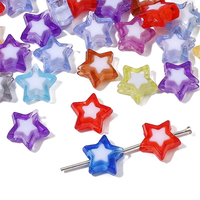 Håndlaget Armbånd Perler Akryl Tofargede Perler Pentagram Løse Perler Håndperlede Perler Halskjede Håndlaget DIY Perlehalskjede Smykketilbehør