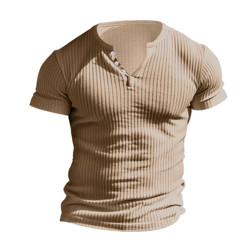 Solid Color Summer New Men's T-shirt Casual Knit Short Sleeve T-shirt