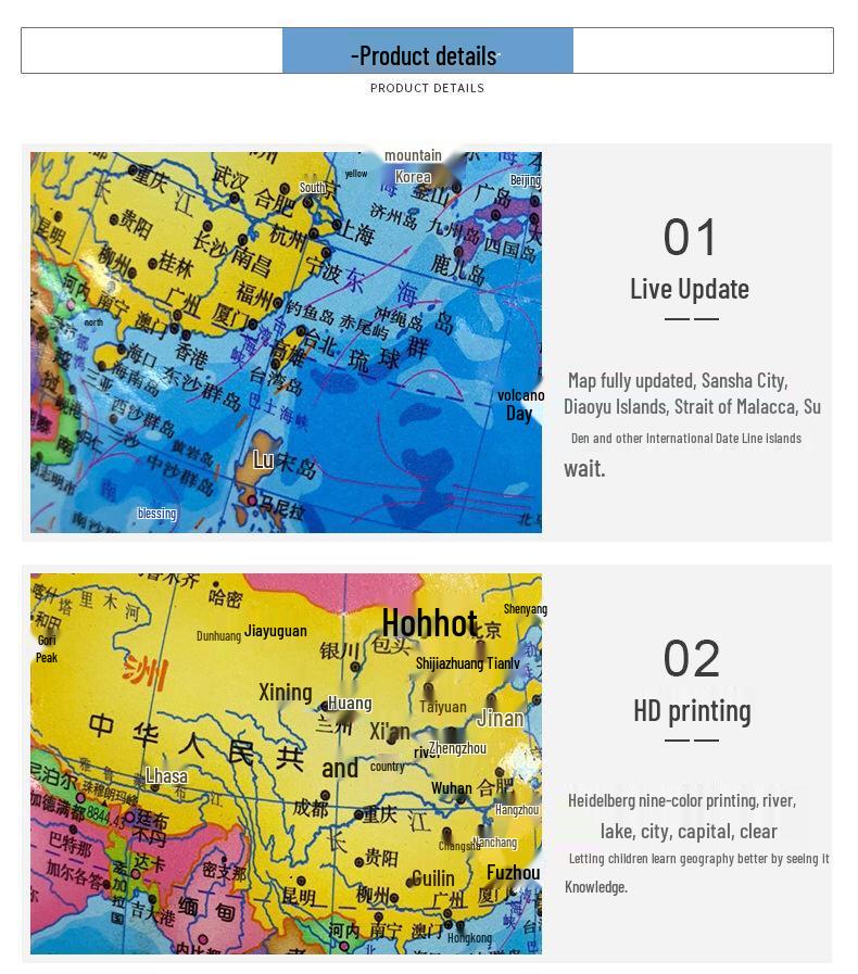 20CM Multilingual High-Definition PVC Globe for Teaching