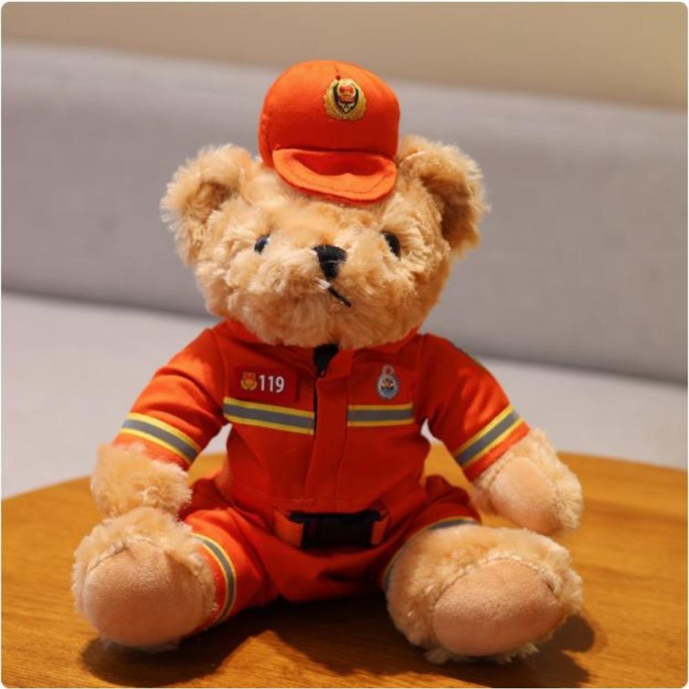 

Плюшевая игрушка медведь дорожной полиции, кукла пожарного спасателя, кукла медвежонок полицейского, бутиковая тряпичная кукла общественной безопасности 25cm