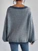 2024 Autumn/Winter European & American One-Shoulder Striped Loose Knitwear
