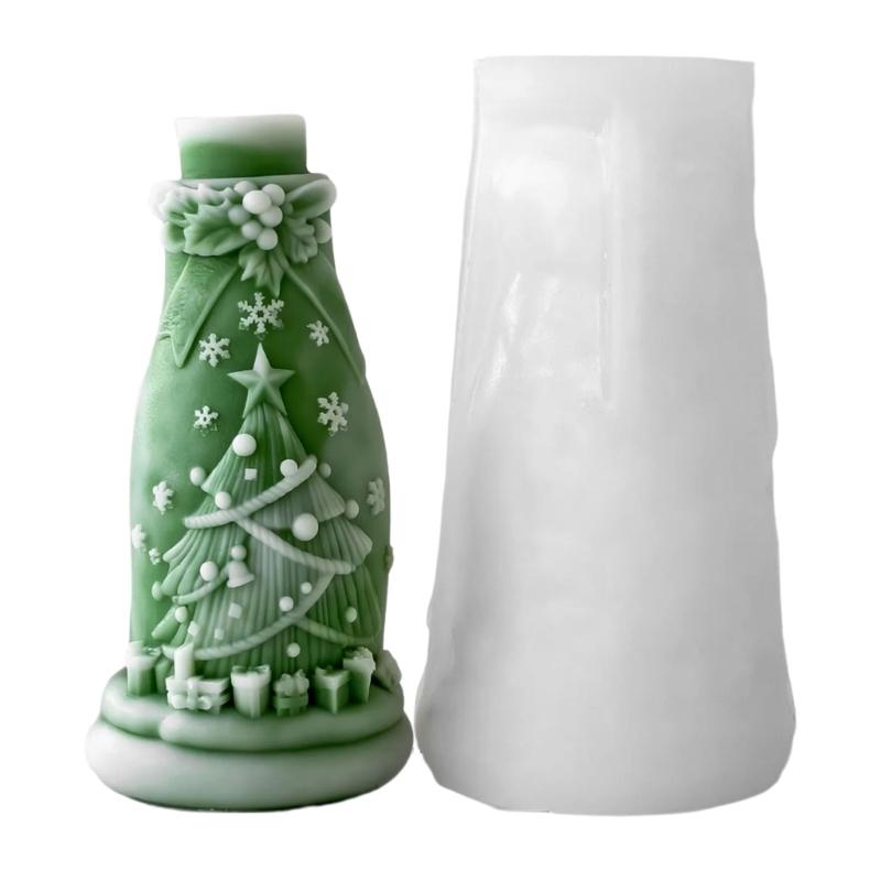 Christmas Embossed Bottle Silicone Candle Mold For Epoxy Resin Making Candle Soap Chocolate Christmas Home Decoration
