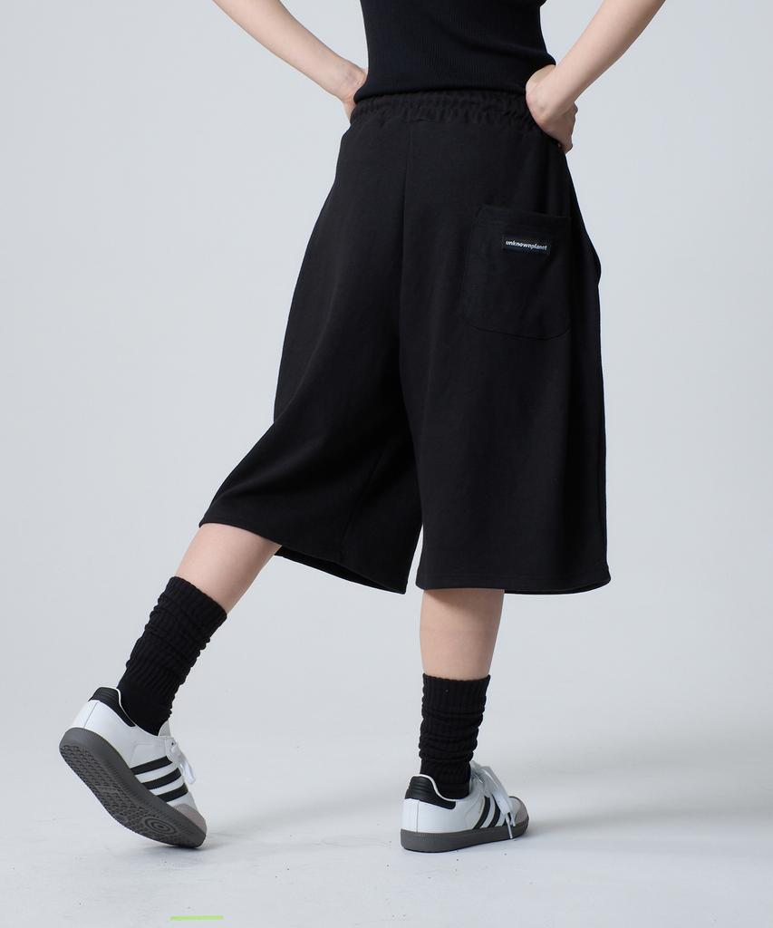 UNKNOWN PLANET Daily Wide Sweat Shorts Pants Black