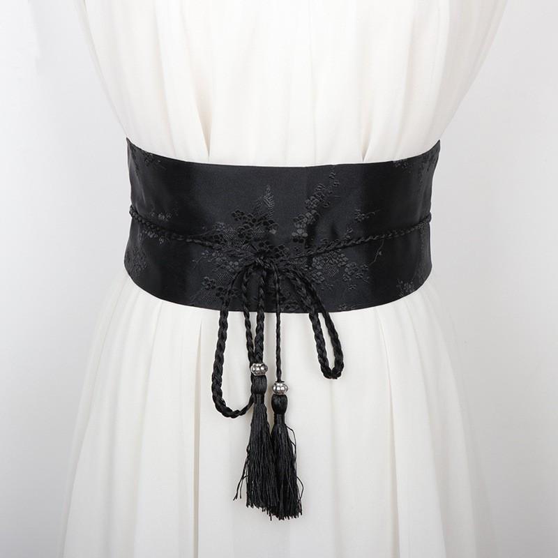 Retro Ethnic Embroidered Hanfu Cincher: Wide Waistband Decorative Dress Accessory