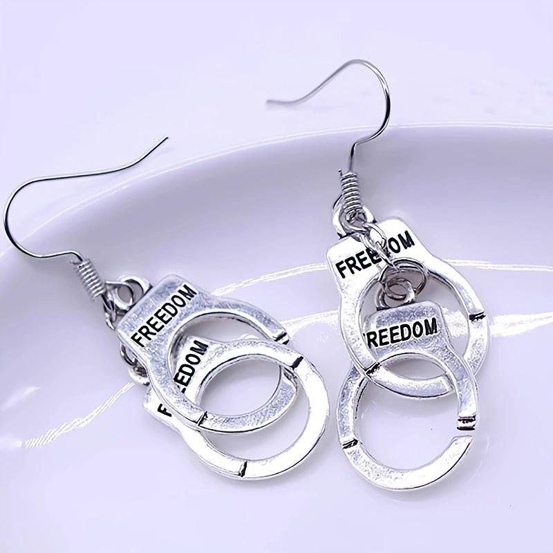 1 pár punkových dopisů FREEDOM Pouta Visací Náušnice pro Ženy Muže DIY Šperky Trendy Doplňky Dárky Skvělá Věc 2024 Trend