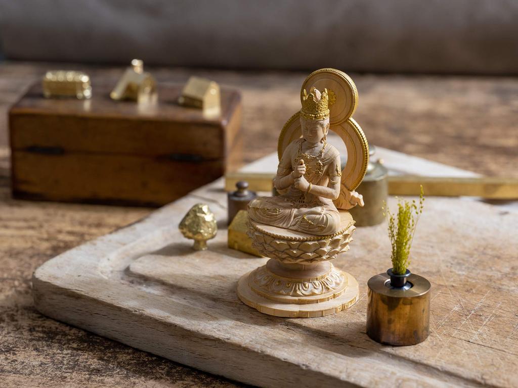 Tiny Buddha Dainichi Nyorai Wood Carving Buddha Statue Buddha Statue World Dainichi Nyorai (wood Boxwood) - (GSB