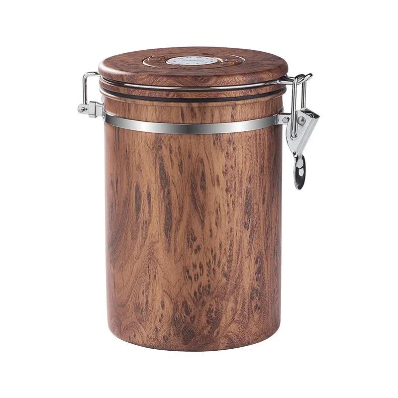 1.8L Coffee Canister Stainless Steel Coffee Bean Vacuum Sealed Tank with Date Tracker Coffee Bean Tea Nut Storage Sealed Cans