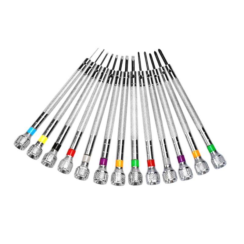 13 Pcs Watch Screwdriver Set Micro- Precision Jewelry Screwdriver 0.6-2.0mm Carbon Steel for Watch Repair Jewelry Work