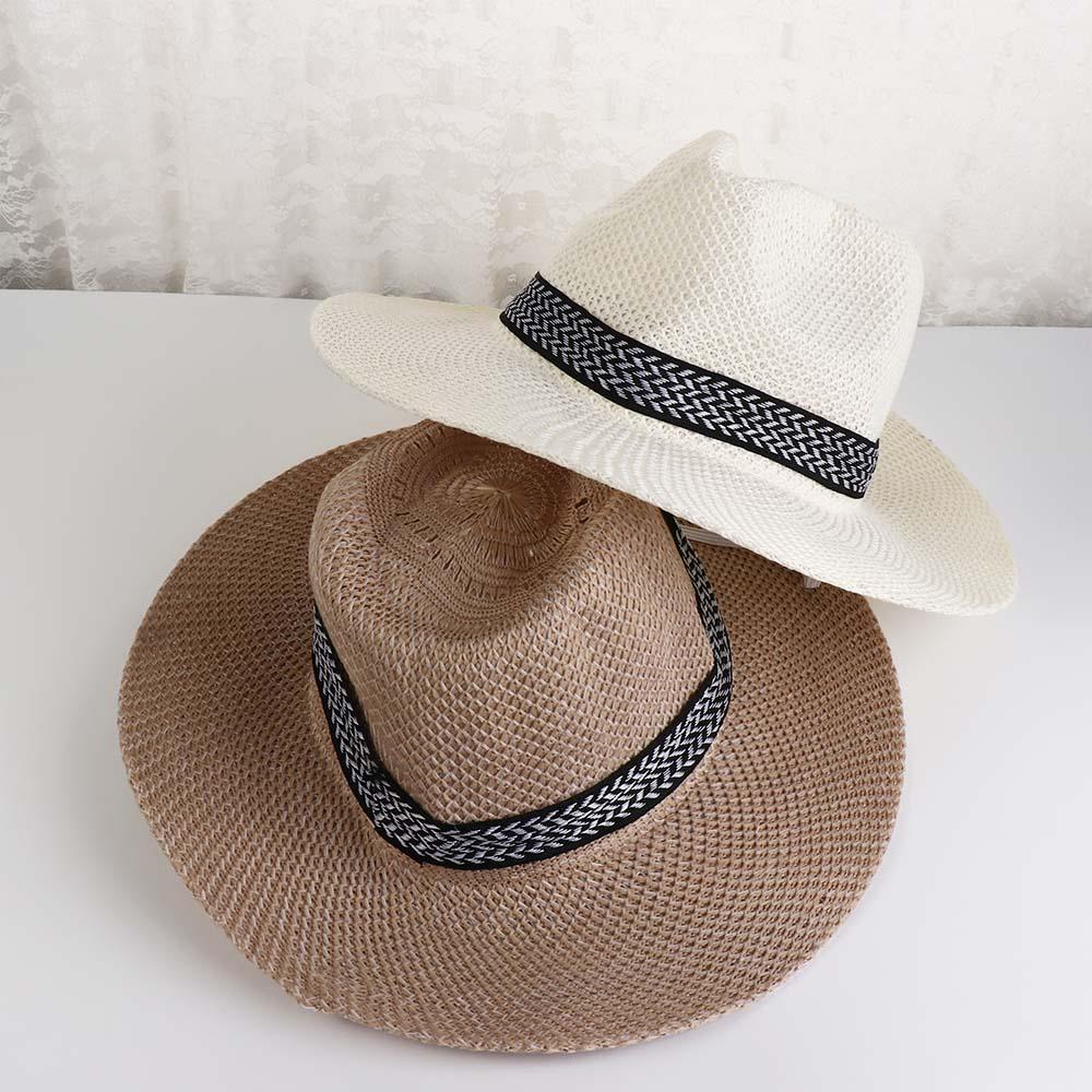 Dad Bowler Hat Bohemia Style Old Man Sun Hat Solid Color Panama Hat Middle-aged Men Straw Hat
