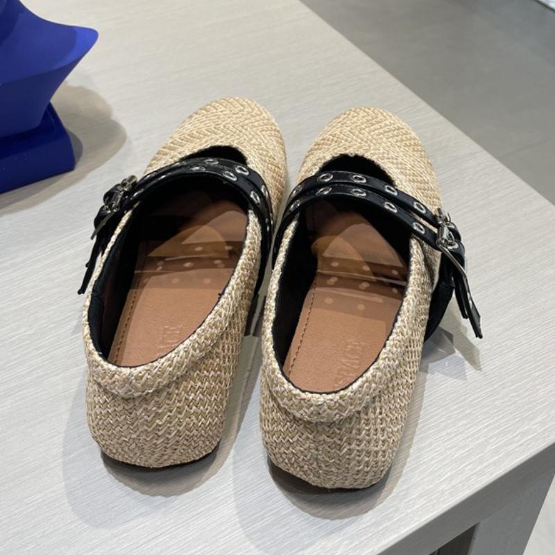 Mode Hochwertige Gewebte Flache Ballerinas Damenmode Doppelschnalle Markendesigner Schuhe Bequeme Flache Freizeitschuhe Zapatos De Mujer