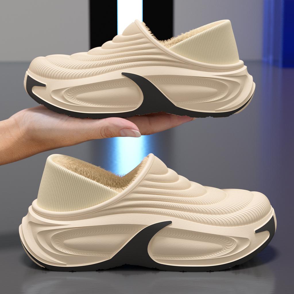 Waterproof cotton slippers men's EVA thick-soled velvet non-slip and wear-resistant indoor home and outdoor wear integrated molding warm cotton shoes