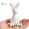 Miniature Deer Figurines for Desktop 3D Printed Minimalist Sculpture, Knit Texture Animal Desk Small Holiday Collectibles Display Ornament, Cute Home
