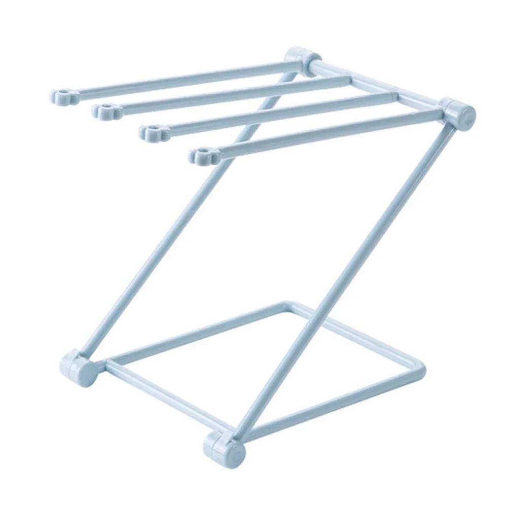Foldable Kitchen Towel Rack Plastic Storage Rag Rack Vertical Desktop Dish Cloth Drain Shelf Multi-Function Kitchen Supplies