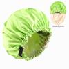 Dual-Layer Satin Sleep Cap with Adjustable Buckle, Reversible Solid Color Design - Elastic European/American Shower Cap