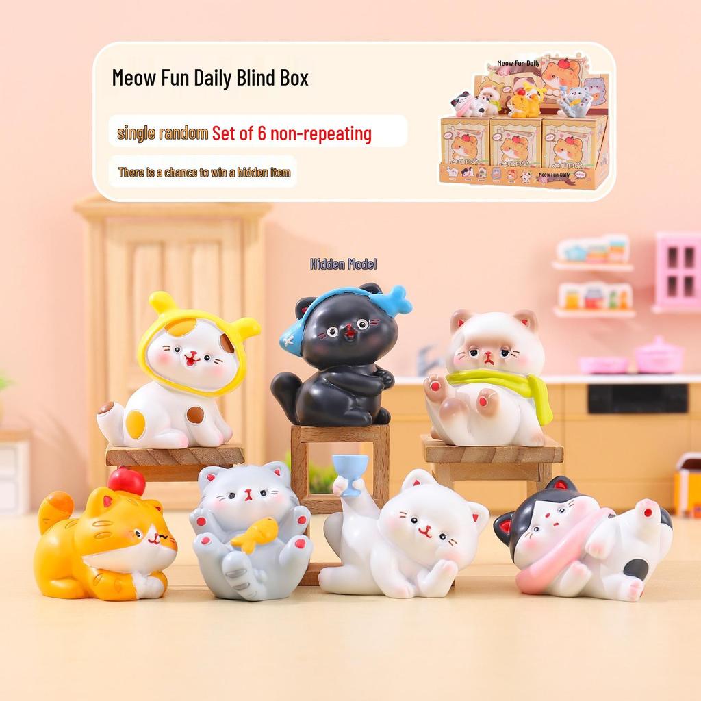 Whimsical Meow Collection Blind Box: Healing Kitten Resin Figurine Gift for Friends, Classmates, and Dorm Decor