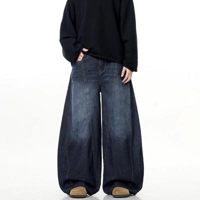 Men's Retro Vintage Distressed Wide-Leg Jeans