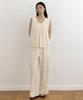 Lingseoul Relaxed Rayon Banding Pants-Cream