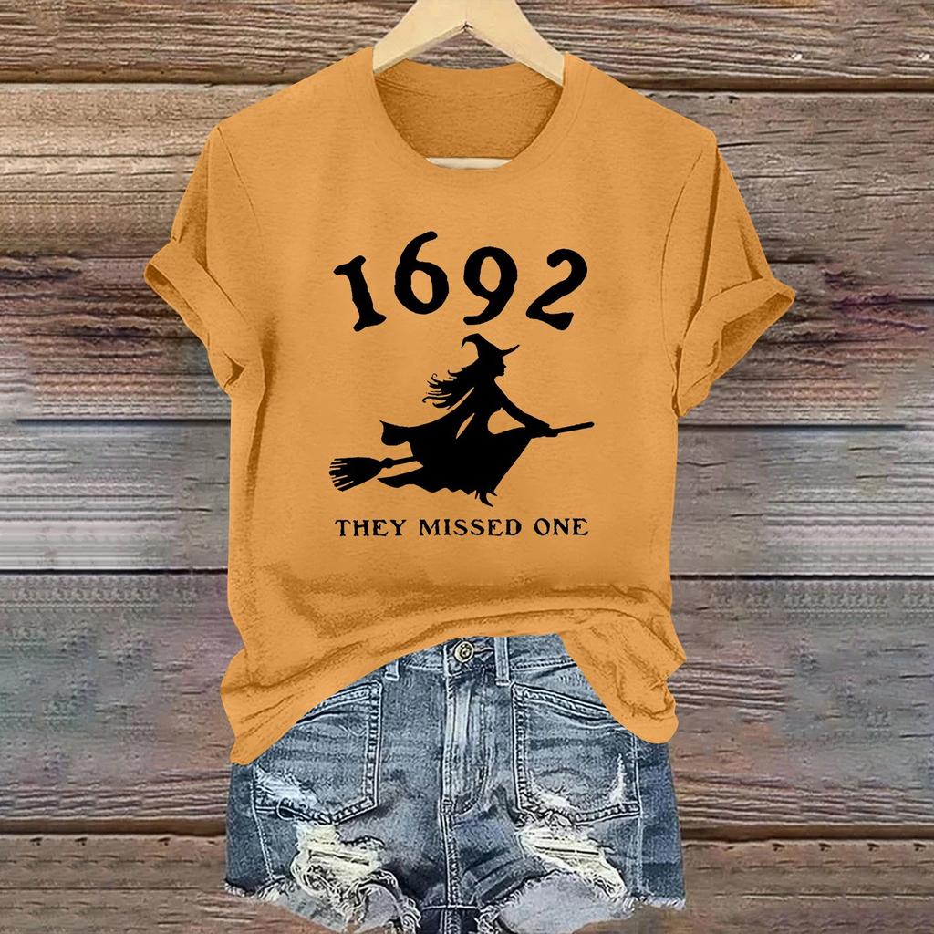 Women's Casual Printed Round Neck Short Sleeve T-Shirt Pullover Top