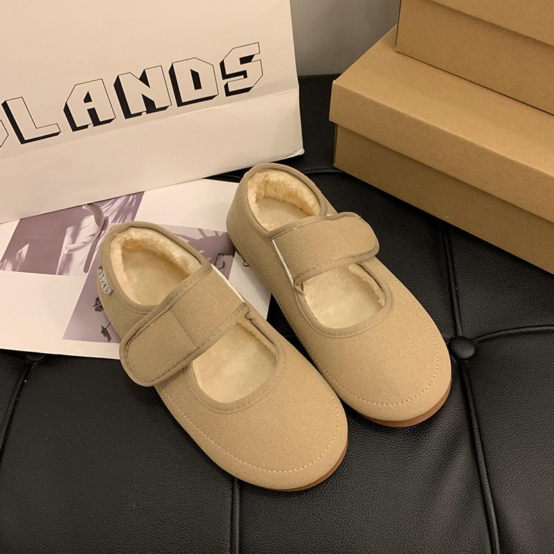 

Модные женские туфли на плоской подошве Зимние новые замшевые туфли с круглым носком и мелким вырезом на мягкой подошве Противоскользящие износостойкие туфли с низким верхом 40 абрикосовый