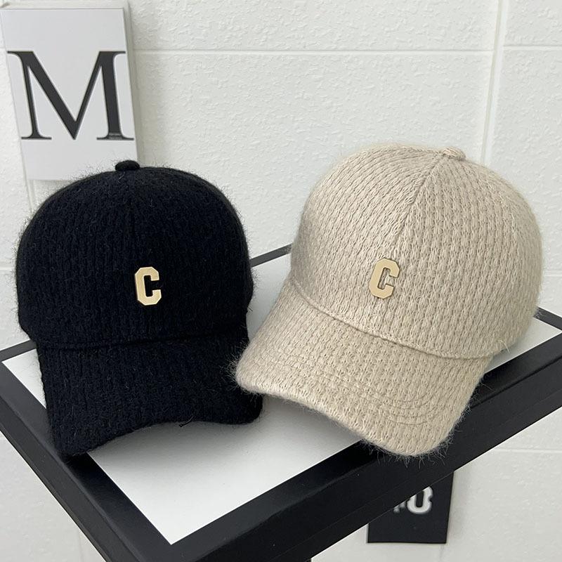 Women's Hats Baseball Caps  Autumn and Winter Thickened Warm Wool Hats Korean C Shaped Fashion and Versatile Niche Baseball Hats