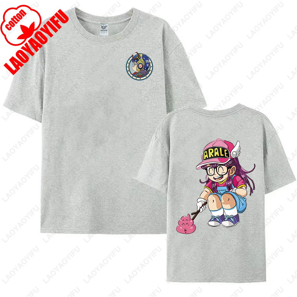 Kawaii Arale T-shirts Man Women Graphic Japanese Manga Tshirt Y2k Clothes Cotton Short-sleev Tee Clothing Two-sided Printed Tops