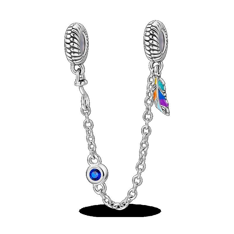 Silver Clasp 925 Silver CZ Pave Clip Charms Daisy Beads Stopper Safety Chain Fit Original Bangle Bracelet Jewelry Clip
