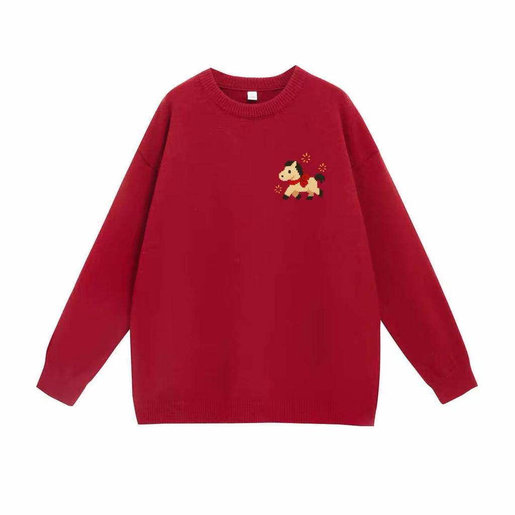 Zodiac Year Red Sweater: Stylish Couples' Knitwear for Autumn/Winter
