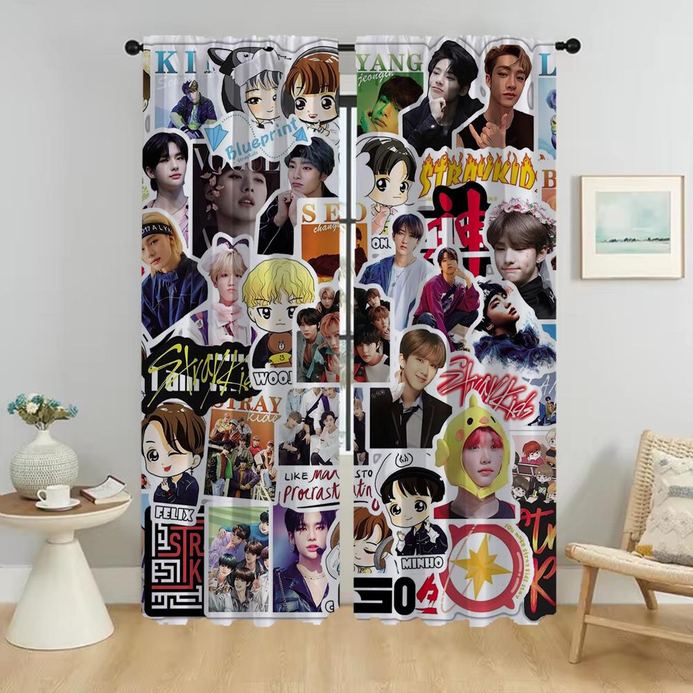 Moderní závěsy do obývacího pokoje 2 kusy KPOP-straykides Tyl pro ložnici Halloweenská dekorace Zatemňovací rolety Dělící příčka