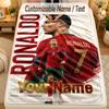 Flannel BlanketCristiano Ronaldo Custom Name Text Personalized Soft Warm Throw Blanket Home Decor Gift