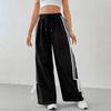 Dammode Europeisk och Amerikansk Stil Kontrastfärg Hög Midja Vida Ben Byxor - Vår/Sommar 2025 Kollektion