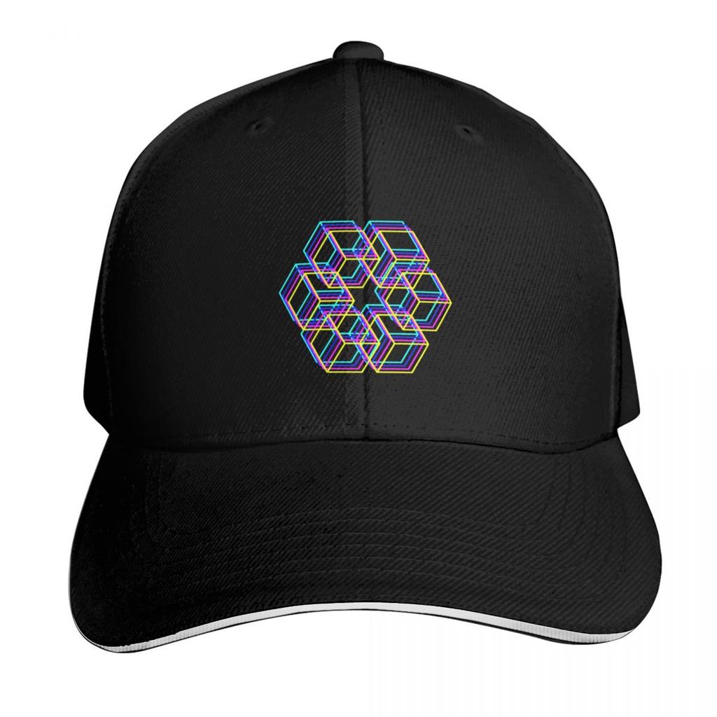 Geometrische mehrfarbige Würfel Baseballkappe Golfhut Baseballkappe Wilde Ballkappe Neu im Hut Junge Damen