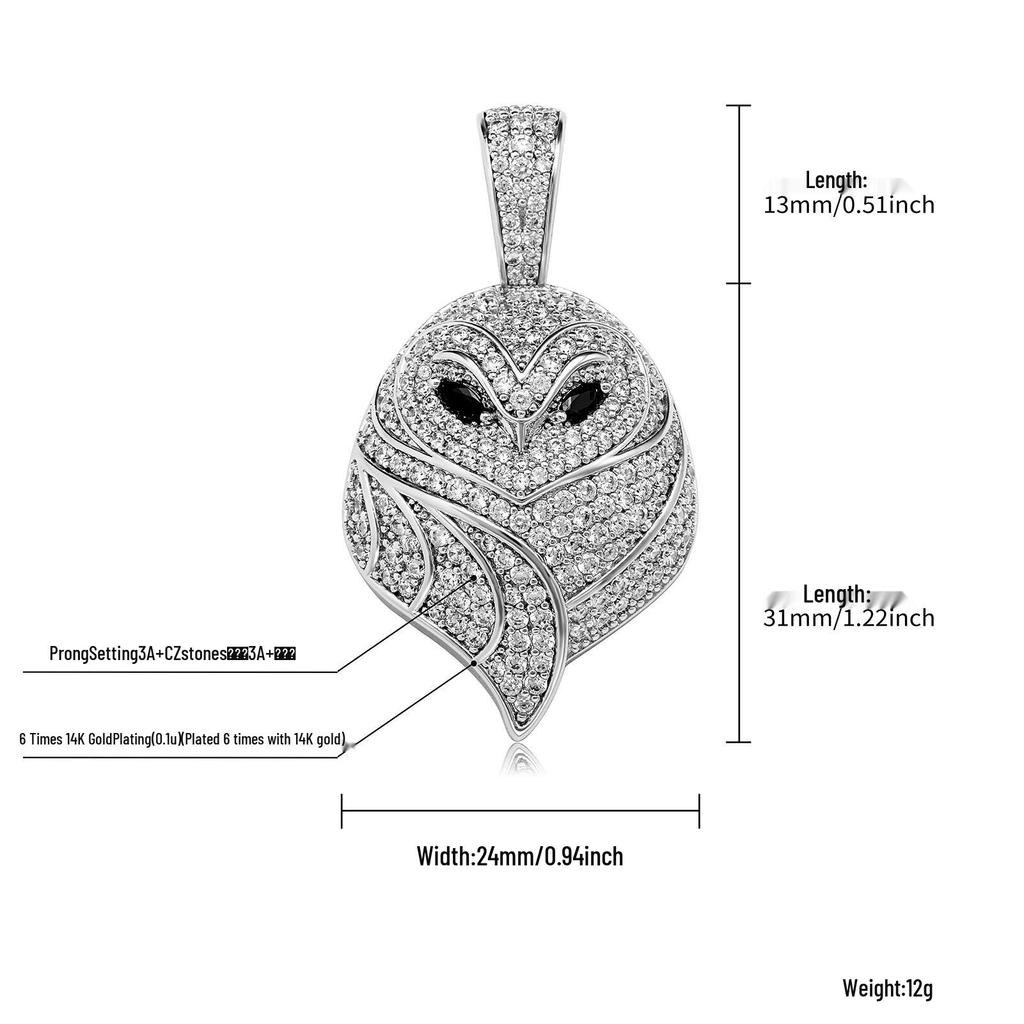 Colorful Dragon and Devil Expression Pendant Necklace - Copper Zircon