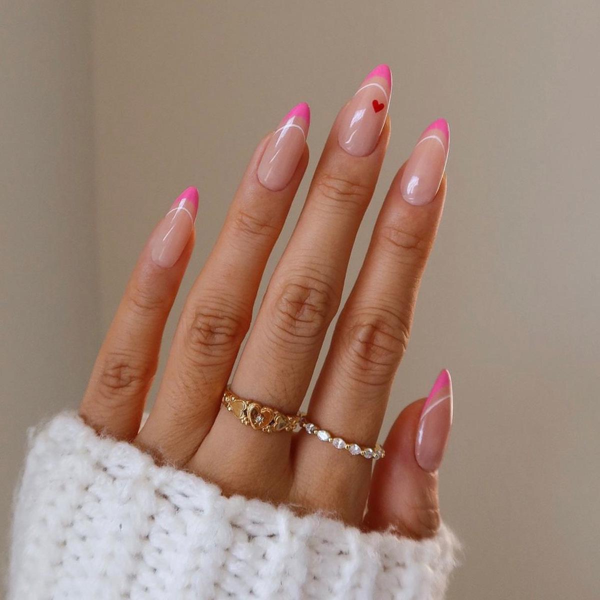 

Barbie Pink French White Line Press-On Ballet Nails