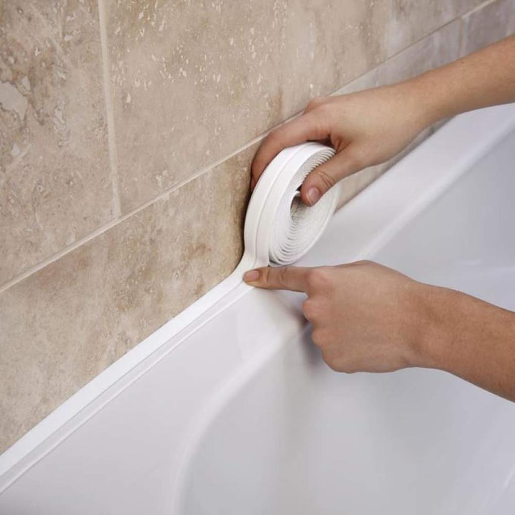 White Waterproof Tape for Shower Toilet and Kitchen Caulking Strip Wall Edge Protector Shower Tile Sealer Adhesive 3.2m*3.8cm